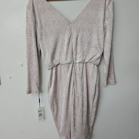 CALVIN KLEIN NEW Women's Metallic Textured Split Shoulder Blouson Sheath Dress 6 - Picture 7 of 11